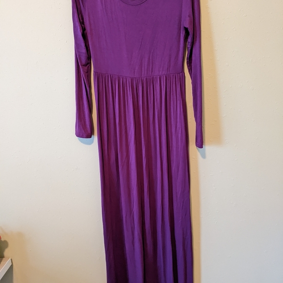 LONG SLEEVE CASUAL T SHIRT DRESS WITH POCKETS - Picture 2 of 3